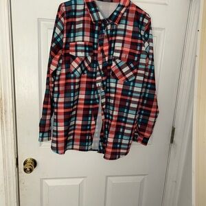 Vibrant Plaid Button Down Shirt for Women